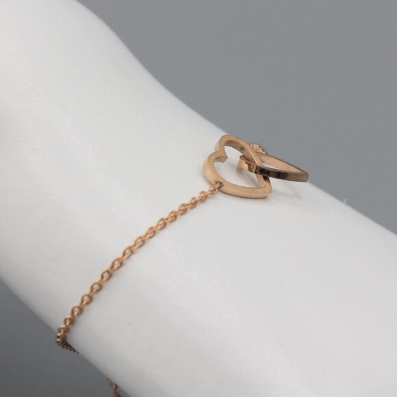 Heart love romantic bracelet dainty rose tone - Picture 7 of 8